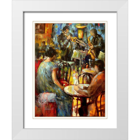Jazz Evening White Modern Wood Framed Art Print with Double Matting by Zakrynycny, Viktor