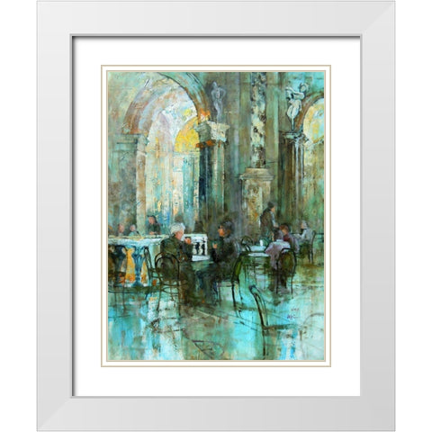 Meeting in Vienna White Modern Wood Framed Art Print with Double Matting by Zakrynycny, Viktor