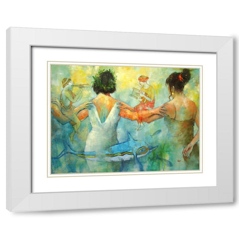 Dreaming during Summer Night White Modern Wood Framed Art Print with Double Matting by Zakrynycny, Viktor