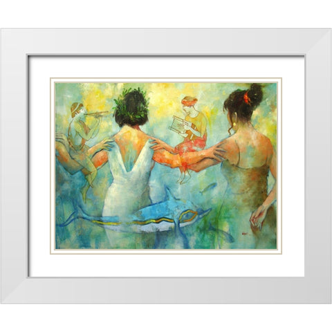 Dreaming during Summer Night White Modern Wood Framed Art Print with Double Matting by Zakrynycny, Viktor