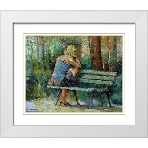 May. Afternoon in the Park White Modern Wood Framed Art Print with Double Matting by Zakrynycny, Viktor