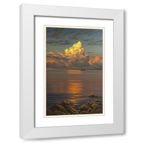 Big white Clouds above the Sea White Modern Wood Framed Art Print with Double Matting by Adamov, Alexey