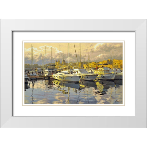 Yacht Marine White Modern Wood Framed Art Print with Double Matting by Adamov, Alexey