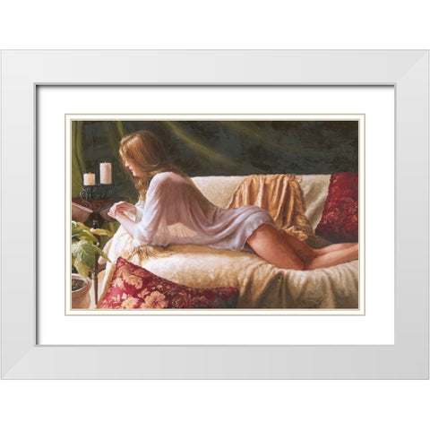 Natalie White Modern Wood Framed Art Print with Double Matting by Waisong, Jim