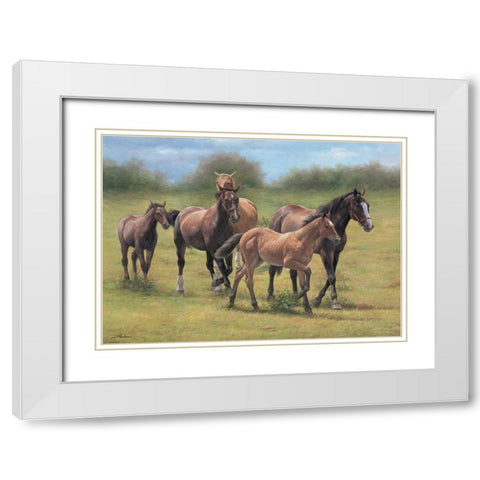 Running Horses White Modern Wood Framed Art Print with Double Matting by Jackson