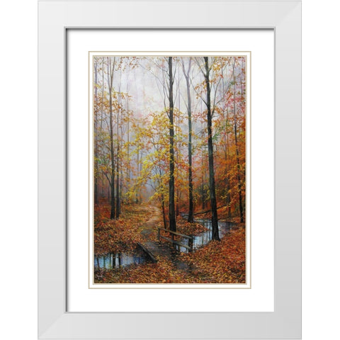 Meeting with Autumn White Modern Wood Framed Art Print with Double Matting by Cernov, Ivan