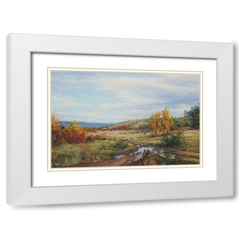During September White Modern Wood Framed Art Print with Double Matting by Cernov, Ivan