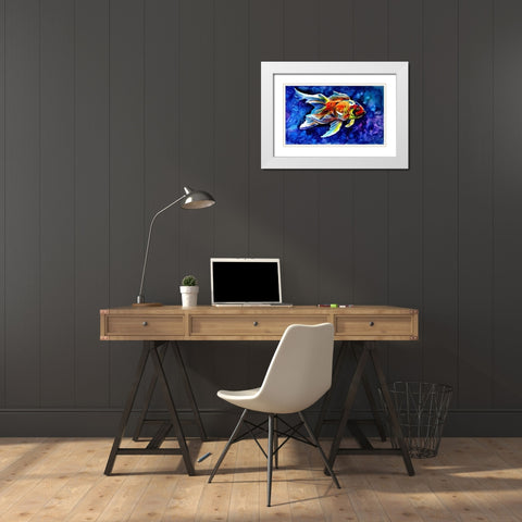 Goldfish White Modern Wood Framed Art Print with Double Matting by Kovacs, Anna Brigite
