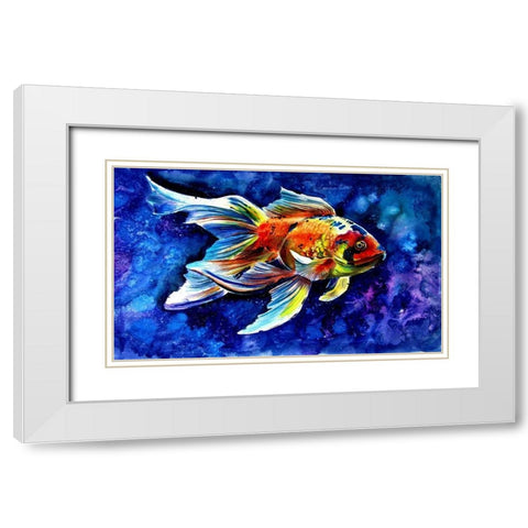 Goldfish White Modern Wood Framed Art Print with Double Matting by Kovacs, Anna Brigite