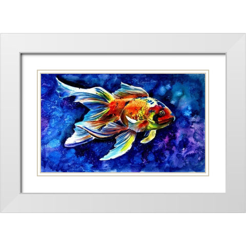 Goldfish White Modern Wood Framed Art Print with Double Matting by Kovacs, Anna Brigite