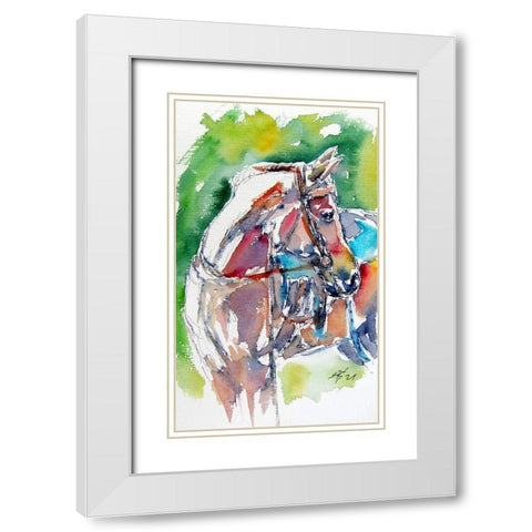 Horse White Modern Wood Framed Art Print with Double Matting by Kovacs, Anna Brigite