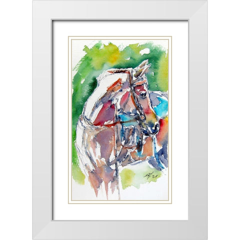 Horse White Modern Wood Framed Art Print with Double Matting by Kovacs, Anna Brigite