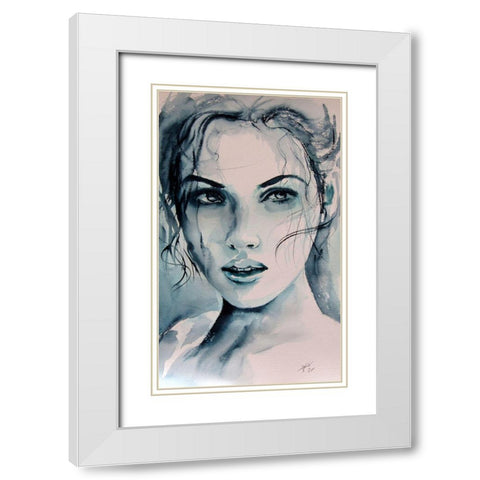 Girl Portrait White Modern Wood Framed Art Print with Double Matting by Kovacs, Anna Brigite