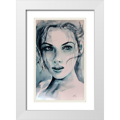 Girl Portrait White Modern Wood Framed Art Print with Double Matting by Kovacs, Anna Brigite