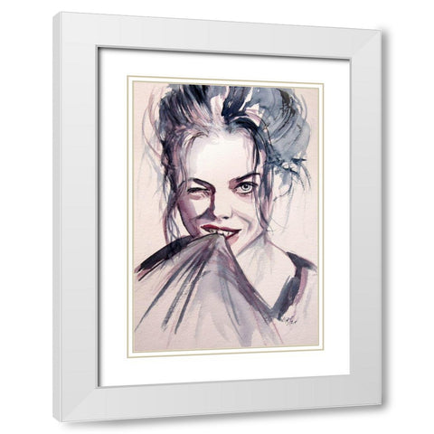 Funny Girl White Modern Wood Framed Art Print with Double Matting by Kovacs, Anna Brigite