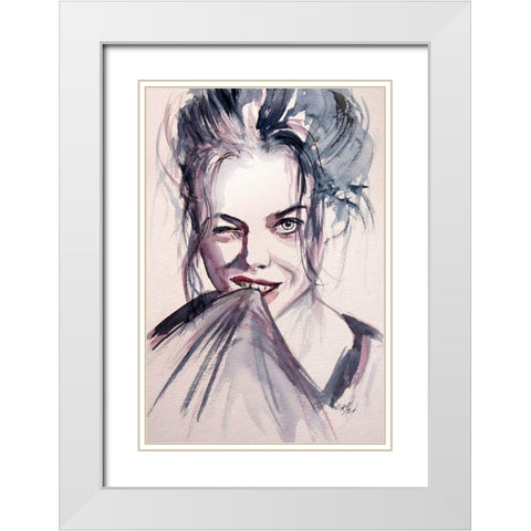 Funny Girl White Modern Wood Framed Art Print with Double Matting by Kovacs, Anna Brigite