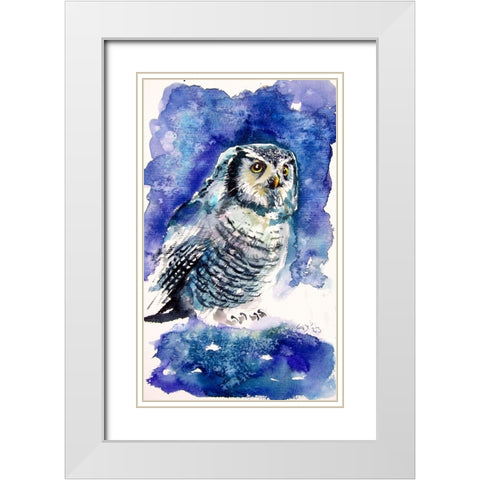 Owl in the Forest II White Modern Wood Framed Art Print with Double Matting by Kovacs, Anna Brigite