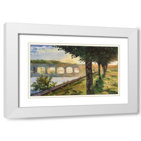 Chamford Bridge White Modern Wood Framed Art Print with Double Matting by Strube, Ling