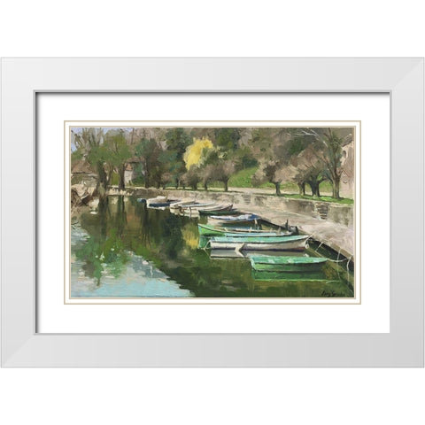 French Small Harbour White Modern Wood Framed Art Print with Double Matting by Strube, Ling