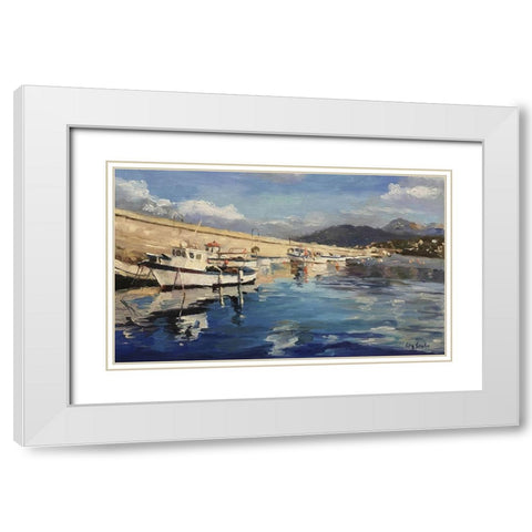 Italian Harbour White Modern Wood Framed Art Print with Double Matting by Strube, Ling