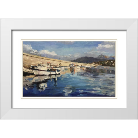 Italian Harbour White Modern Wood Framed Art Print with Double Matting by Strube, Ling