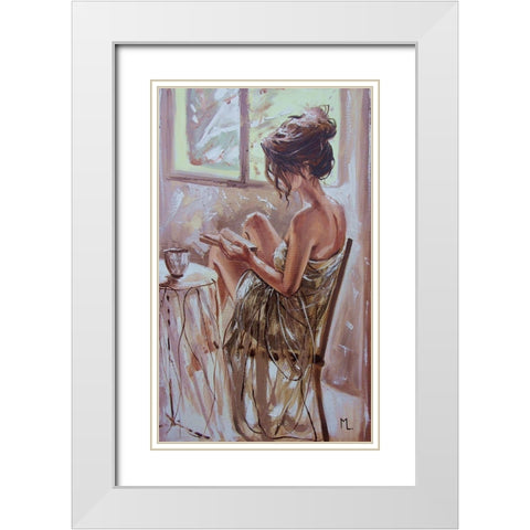 Coffee and Book White Modern Wood Framed Art Print with Double Matting by Luniak, Monika