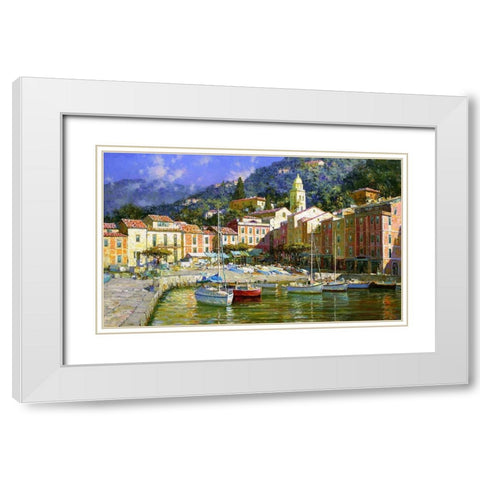 Portofino White Modern Wood Framed Art Print with Double Matting by Obuchovsky, Yury