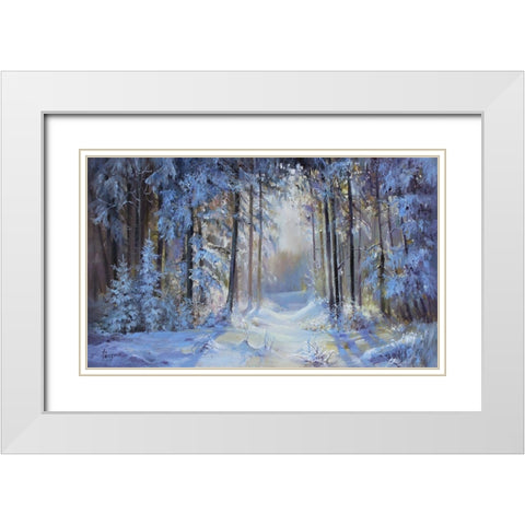 Winter Forrest White Modern Wood Framed Art Print with Double Matting by Rogozina, Svetlana