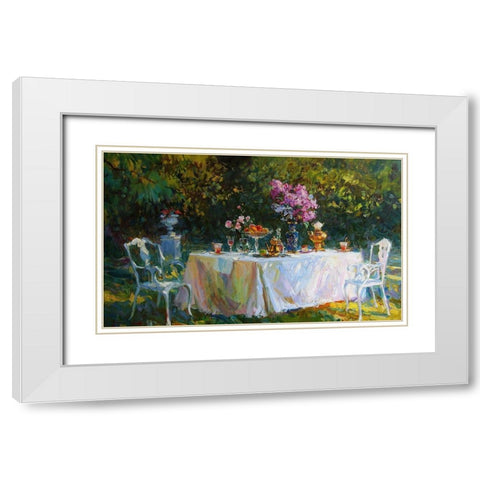 A Table in Garden IX White Modern Wood Framed Art Print with Double Matting by Sviridov, Sergei