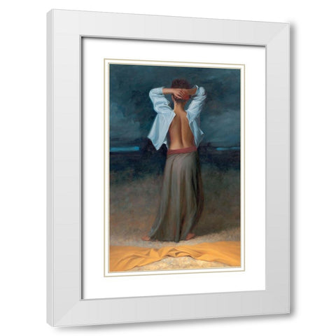 Girl in the Night White Modern Wood Framed Art Print with Double Matting by Frosch, Olivier