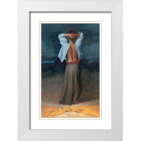 Girl in the Night White Modern Wood Framed Art Print with Double Matting by Frosch, Olivier