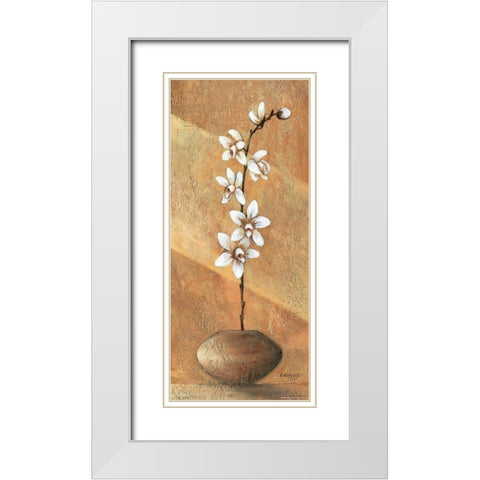 Orchids I White Modern Wood Framed Art Print with Double Matting by Dahlke, Izabella