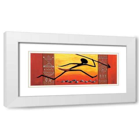 Running Huntsman White Modern Wood Framed Art Print with Double Matting by Dahlke, Izabella