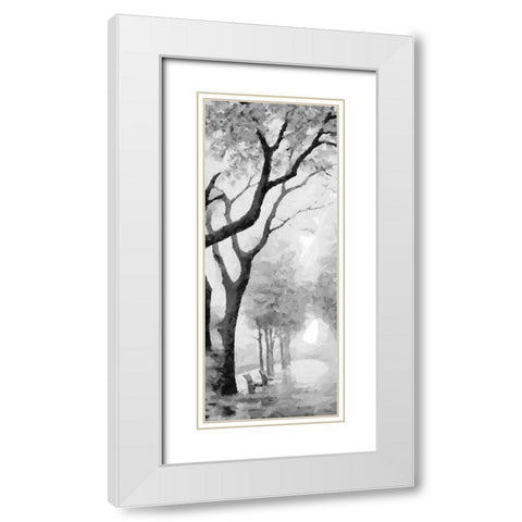 Trees by the Road I BW White Modern Wood Framed Art Print with Double Matting by Medeiros, Celito