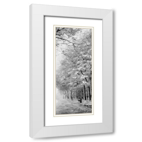Trees by the Road II BW White Modern Wood Framed Art Print with Double Matting by Medeiros, Celito