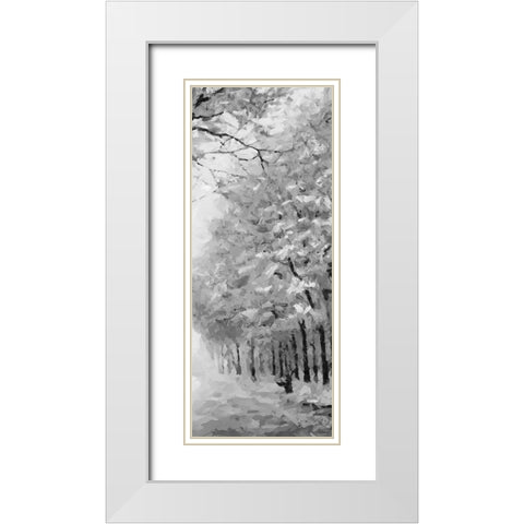 Trees by the Road II BW White Modern Wood Framed Art Print with Double Matting by Medeiros, Celito