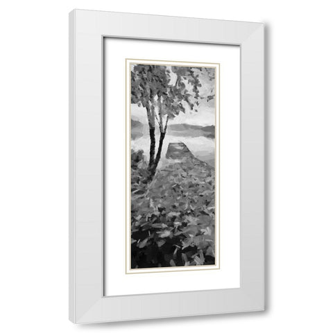 Trees by the Pier on the Lake White Modern Wood Framed Art Print with Double Matting by Medeiros, Celito