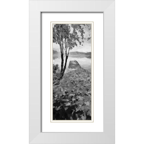 Trees by the Pier on the Lake White Modern Wood Framed Art Print with Double Matting by Medeiros, Celito