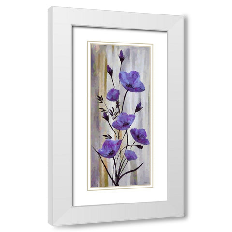 Purple Flowers White Modern Wood Framed Art Print with Double Matting by Medeiros, Celito