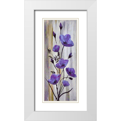 Purple Flowers White Modern Wood Framed Art Print with Double Matting by Medeiros, Celito
