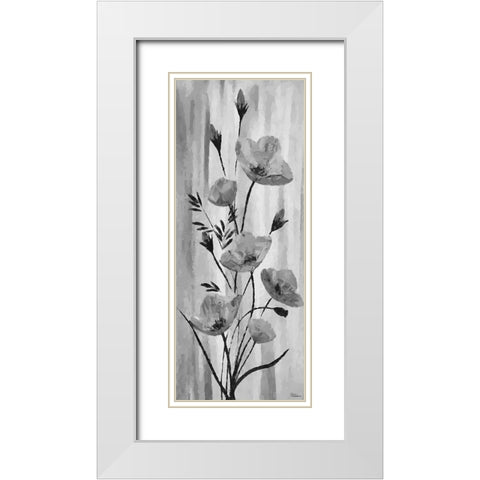 Flower BW White Modern Wood Framed Art Print with Double Matting by Medeiros, Celito