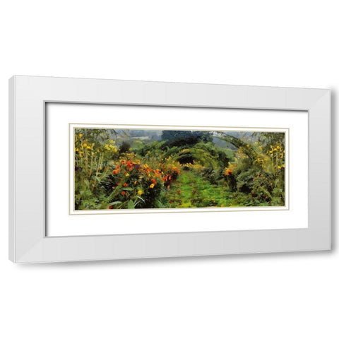 Romantic Garden White Modern Wood Framed Art Print with Double Matting by Medeiros, Celito