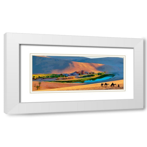 Oasis in Desert White Modern Wood Framed Art Print with Double Matting by Medeiros, Celito