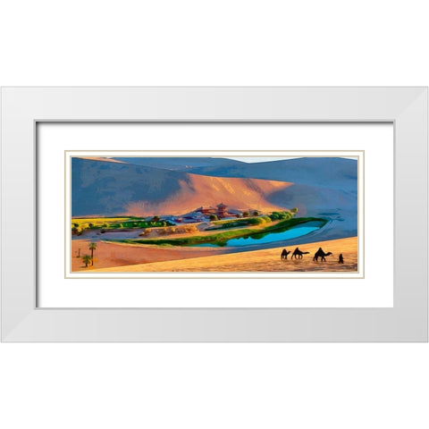 Oasis in Desert White Modern Wood Framed Art Print with Double Matting by Medeiros, Celito