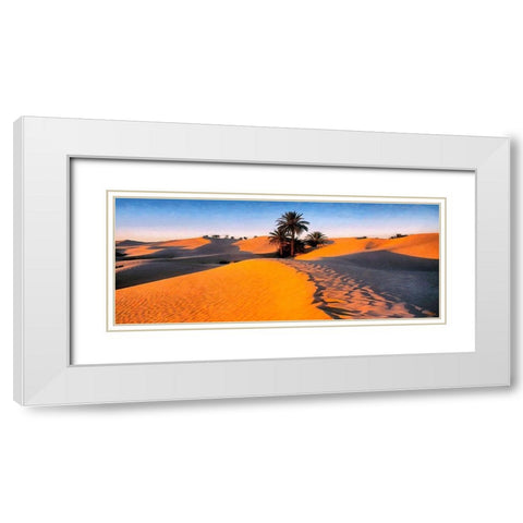 Palms in Desert White Modern Wood Framed Art Print with Double Matting by Medeiros, Celito