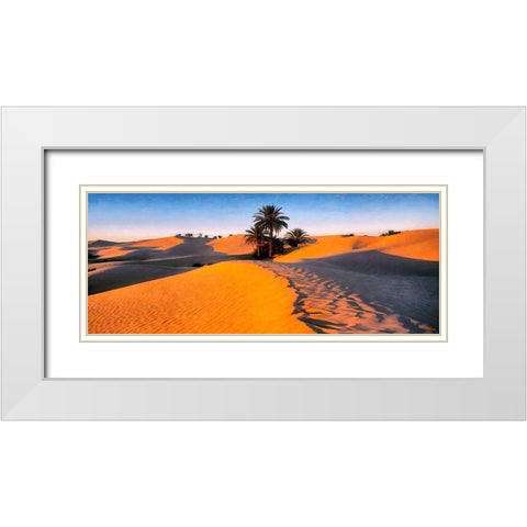 Palms in Desert White Modern Wood Framed Art Print with Double Matting by Medeiros, Celito