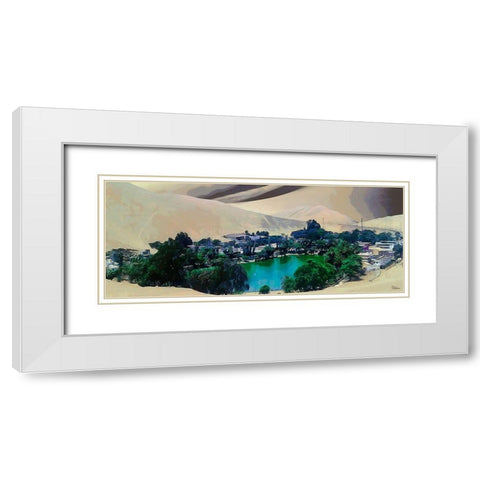 Big Oasis in Desert White Modern Wood Framed Art Print with Double Matting by Medeiros, Celito