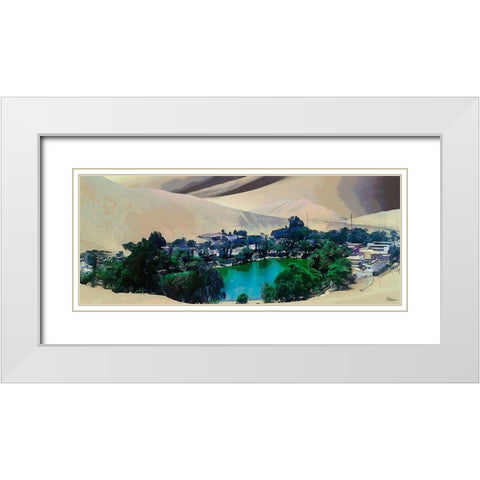 Big Oasis in Desert White Modern Wood Framed Art Print with Double Matting by Medeiros, Celito