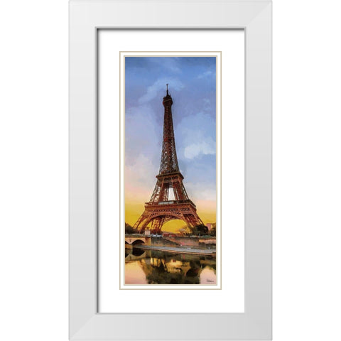 Eiffel Tower by Sunset II White Modern Wood Framed Art Print with Double Matting by Medeiros, Celito