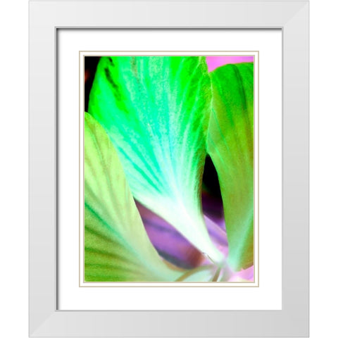 Green Leaves I White Modern Wood Framed Art Print with Double Matting by Grayscale